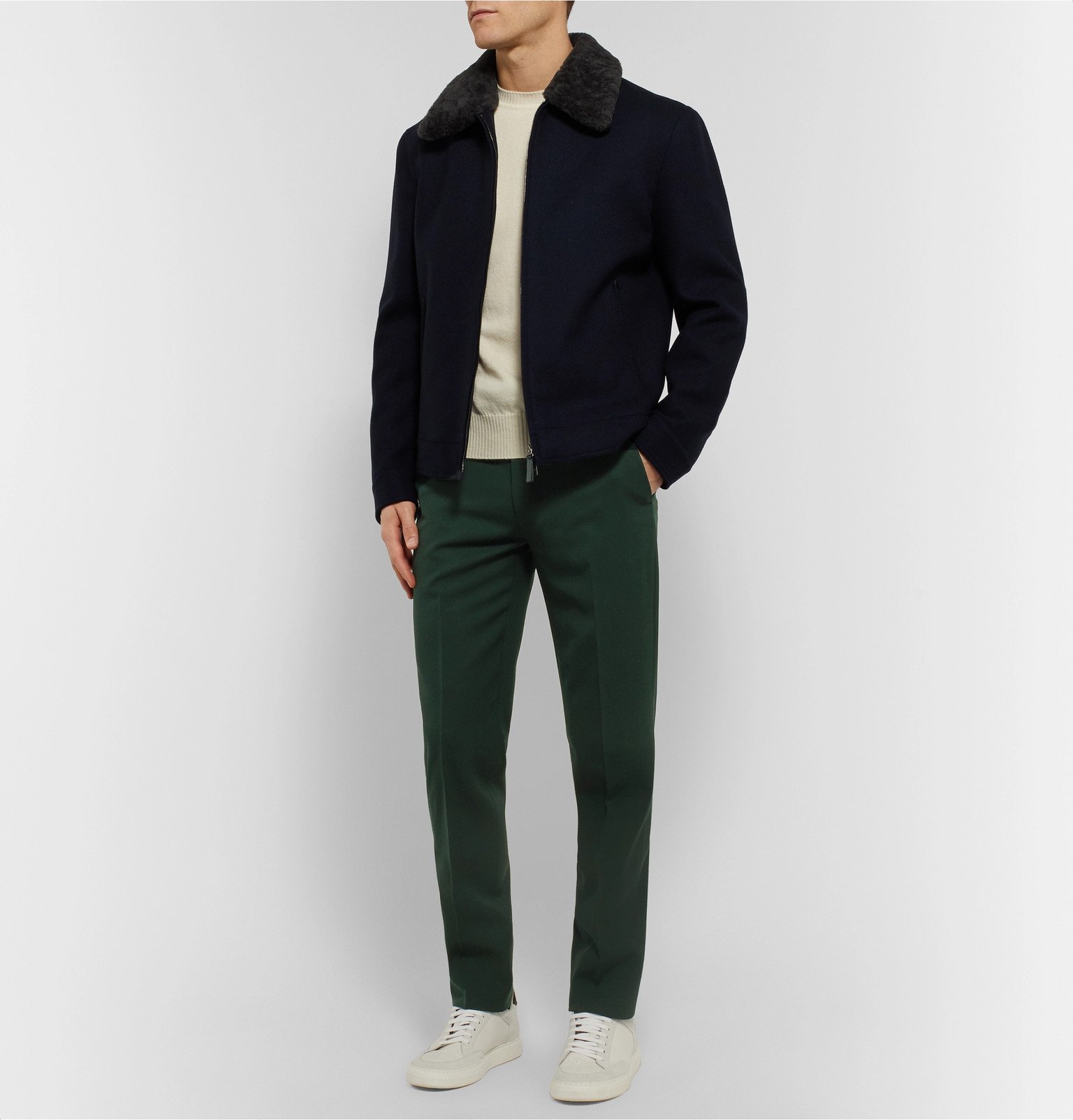 Berluti - Dark-Green Tapered Wool-Twill 