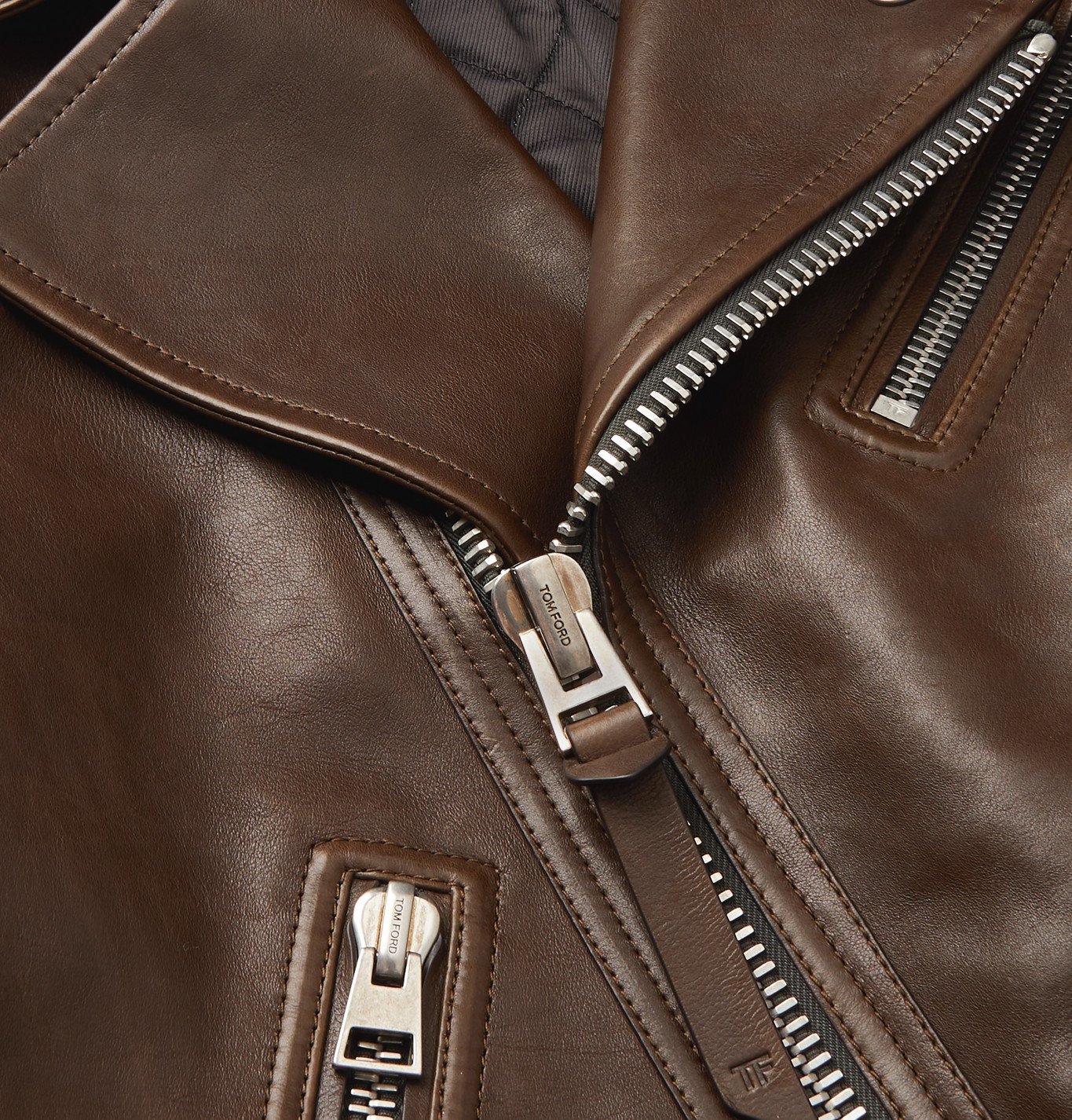 TOM FORD - Slim-Fit Leather Jacket - Brown TOM FORD