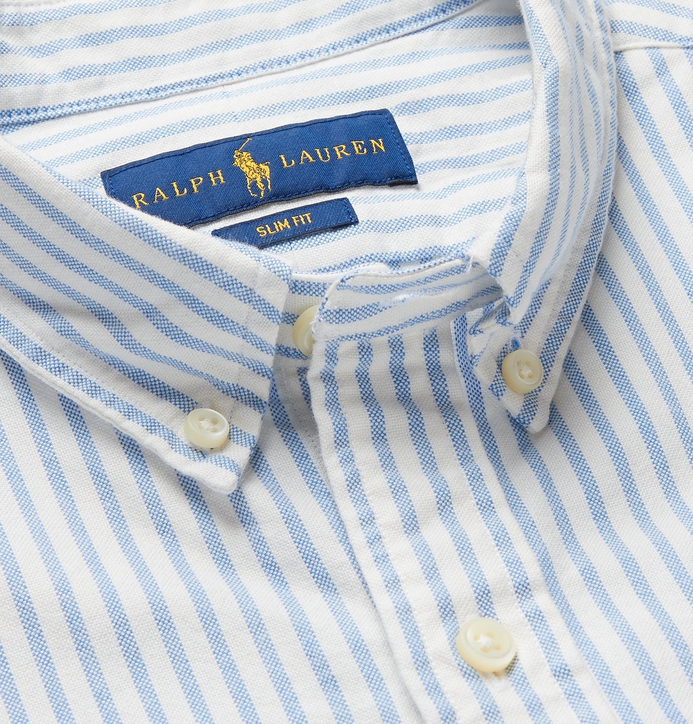 POLO RALPH LAUREN - Button-Down Collar Striped Cotton Oxford Shirt - Blue  Polo Ralph Lauren