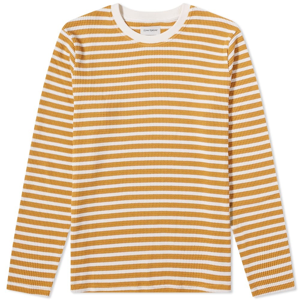 Oliver Spencer Men's Long Sleeve Striped TShirt in Ochre/Cream Oliver