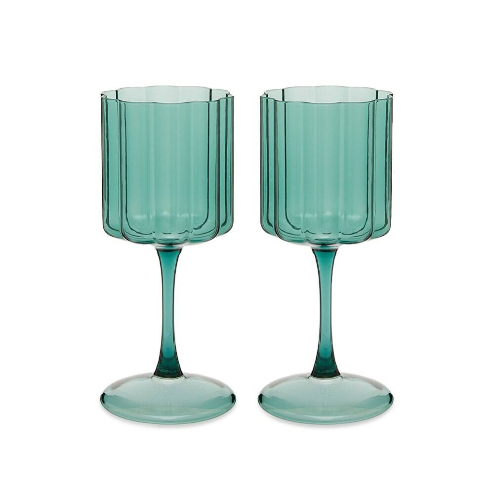 Fazeek Wave Wine Glass Set Of 2 In Teal Fazeek