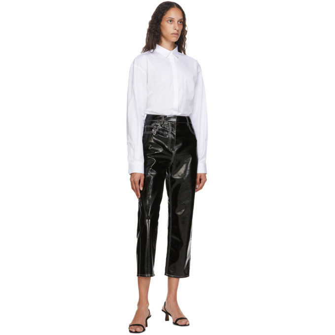 Tibi Black Faux-Leather Cropped 