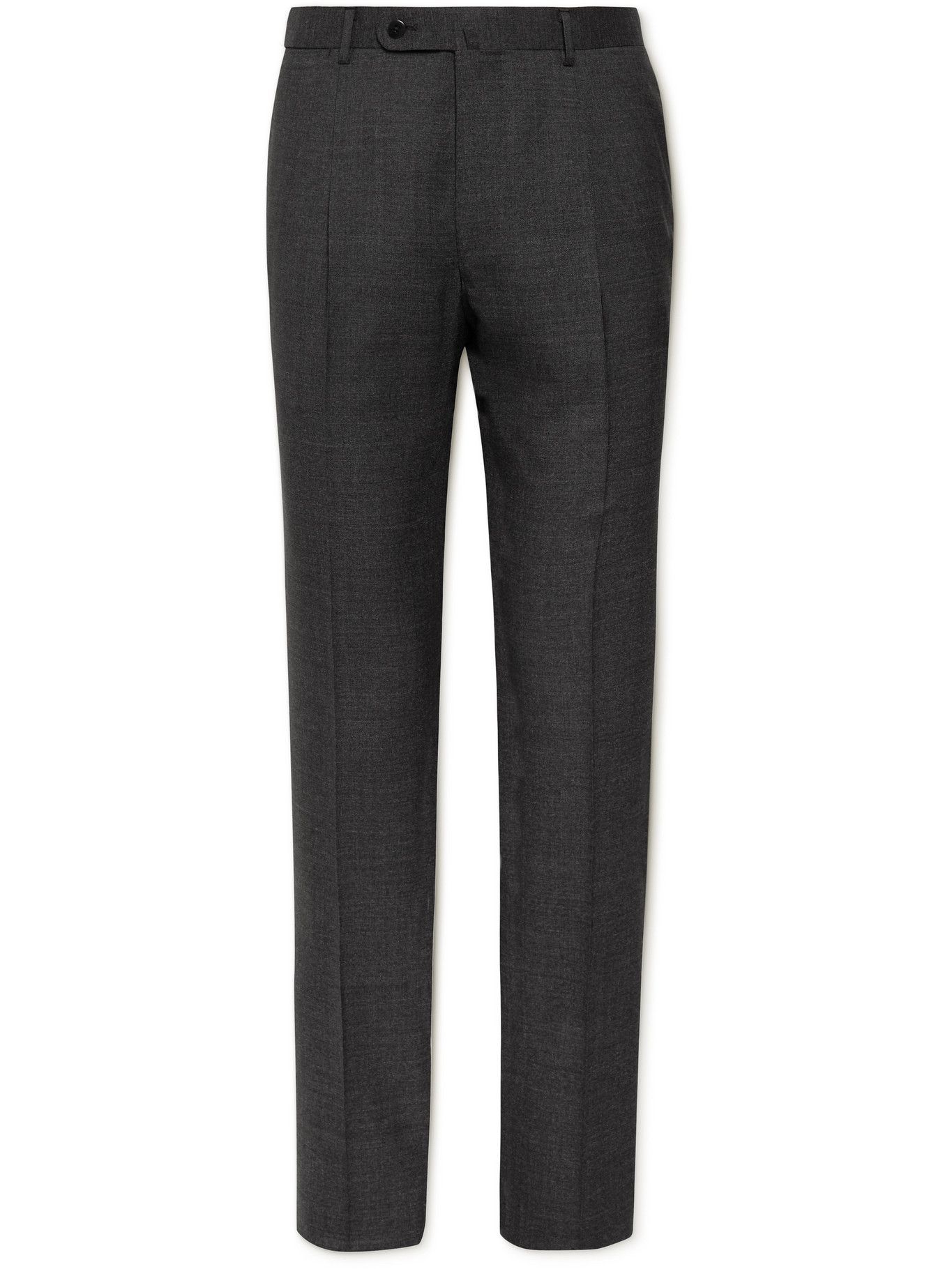 Tapered Pleated Striped Cotton-Blend 