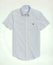 Brooks Brothers Men's Stretch Non-Iron Oxford Button-Down Collar, Bengal Stripe Short- Sleeve Sport Shirt | Sodalite
