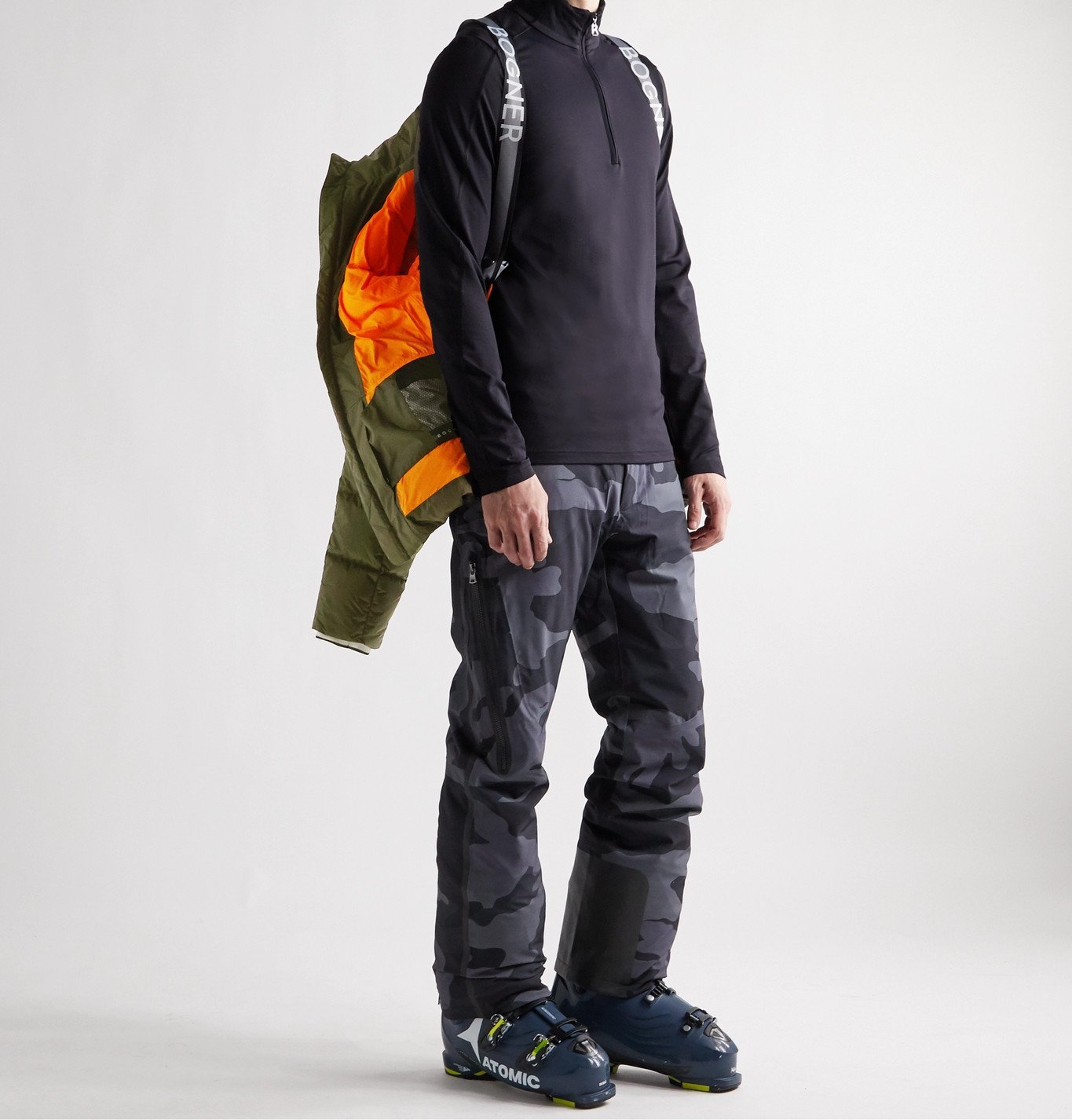 Bogner ElvinD Quilted Ripstop Down Hooded Ski Jacket Green Bogner