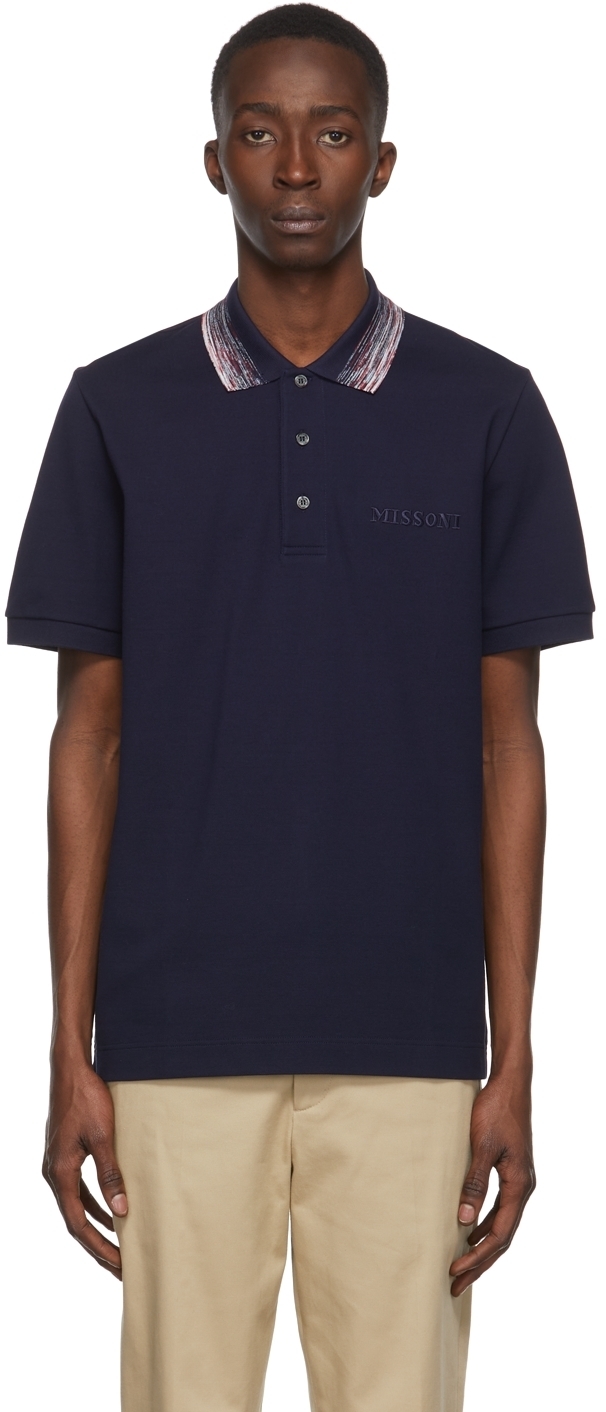 Missoni Navy Short Sleeve Polo Missoni