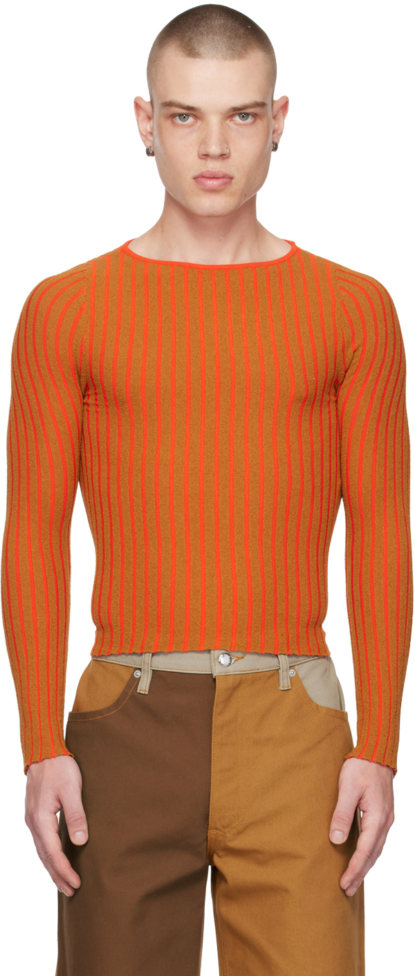 Eckhaus Latta Orange Fluted Sweater Eckhaus Latta