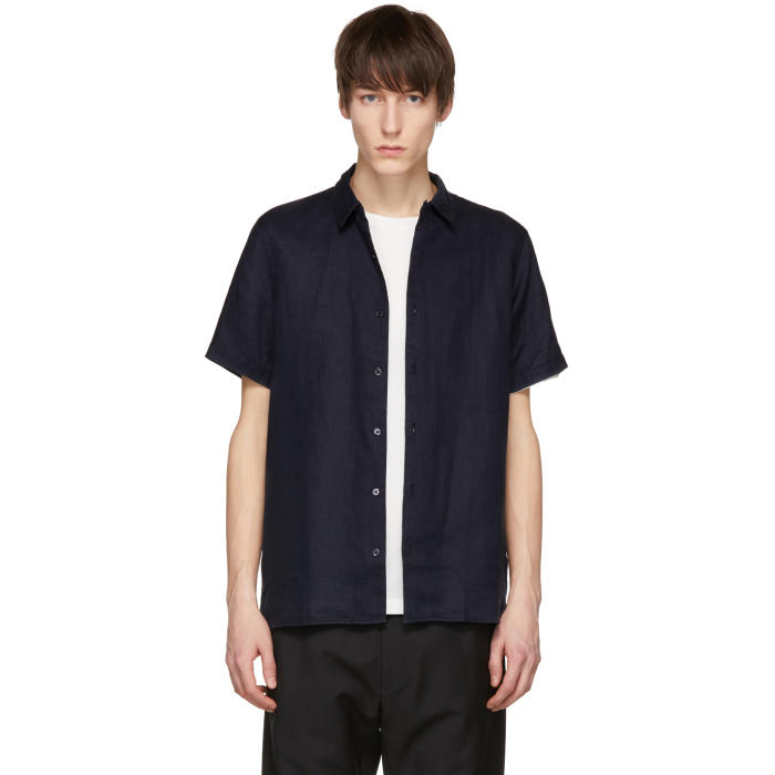 PS by Paul Smith Navy Short Sleeve Linen Shirt PS by Paul Smith