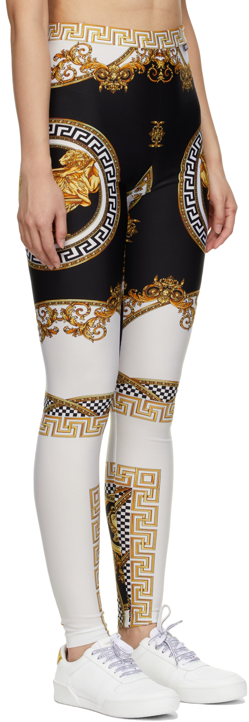 Versace Black u0026 White 'La Coupe Des Dieux' Leggings Versace