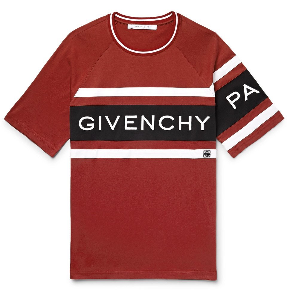 Givenchy - Logo-Embroidered Striped Cotton-Jersey T-Shirt - Men - Red  Givenchy
