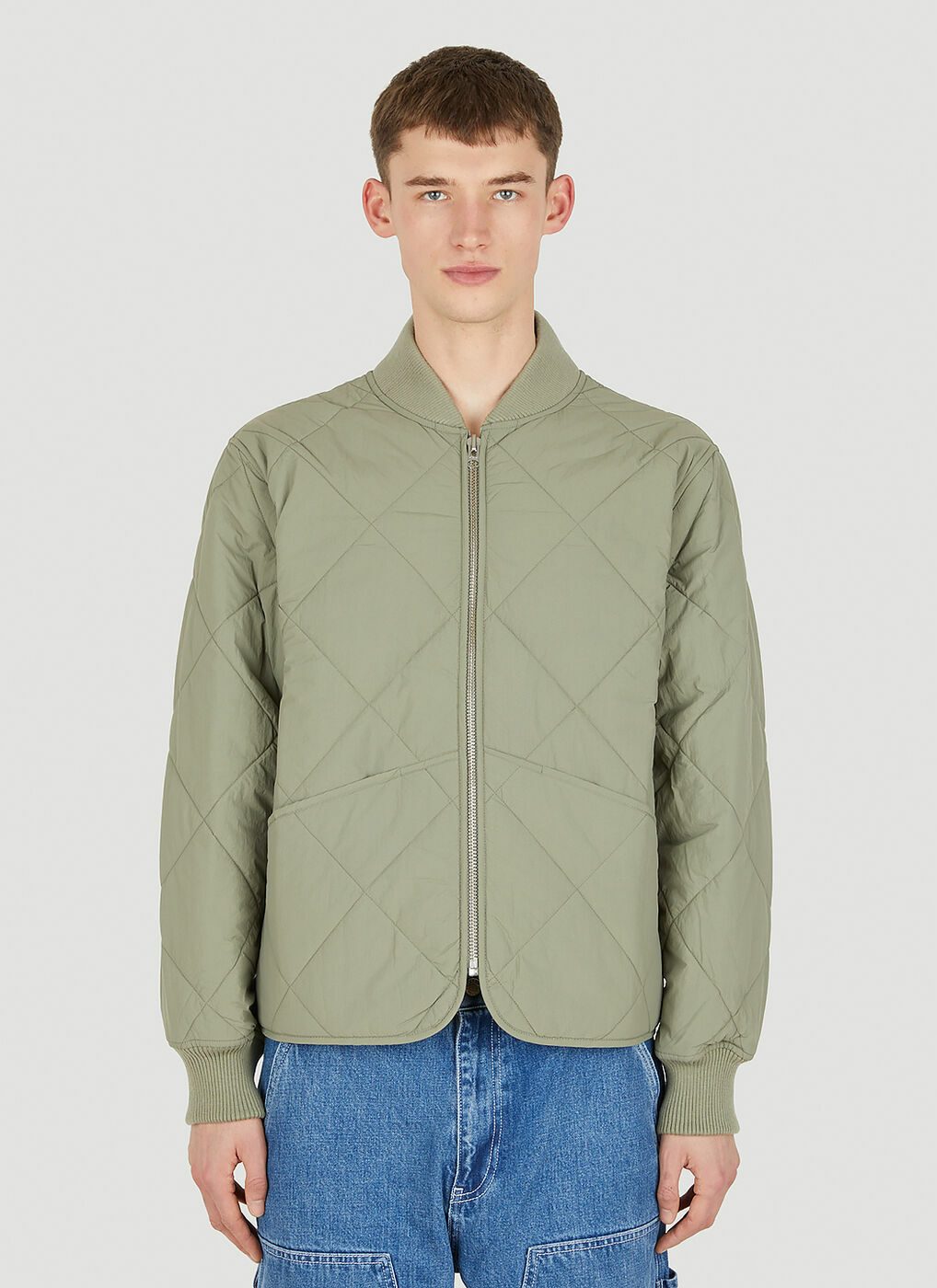 Dice Quilted Bomber Jacket in Khaki Stussy