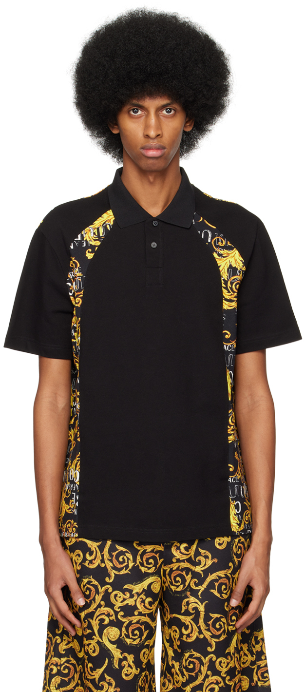 Versace Jeans Couture Black Baroque Polo Versace