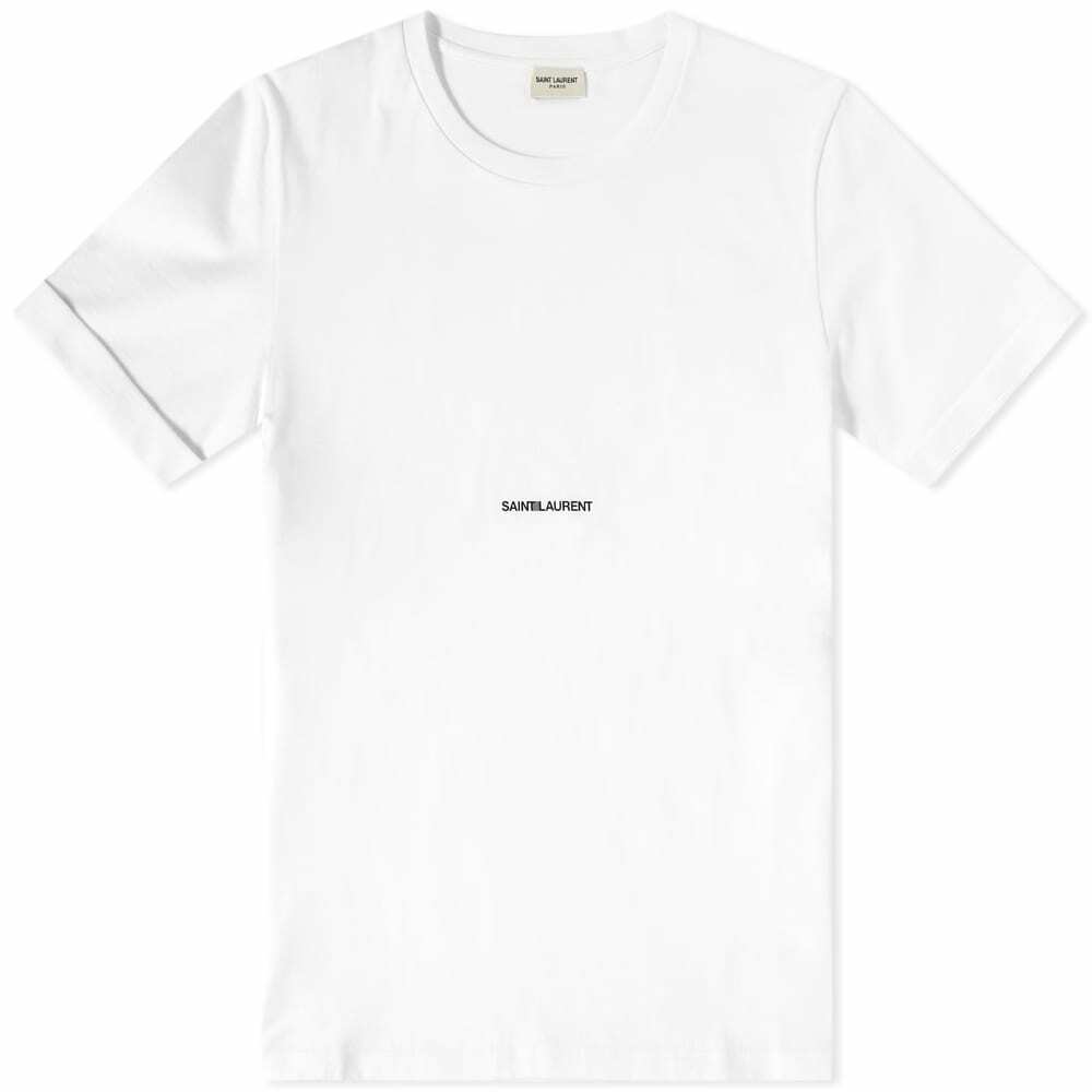 Saint Laurent Men's Archive Logo T-Shirt in White Saint Laurent