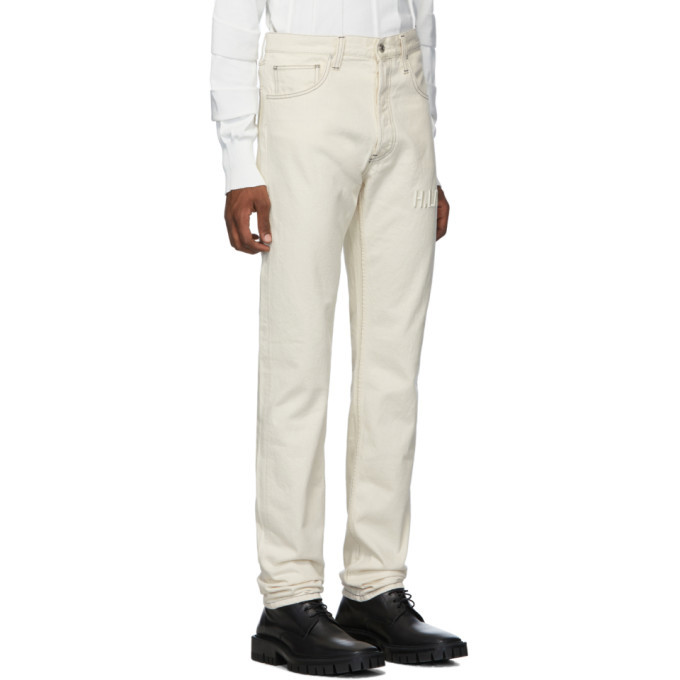 Helmut Lang Off-White Embroidered Masc Hi Straight Jeans Helmut Lang