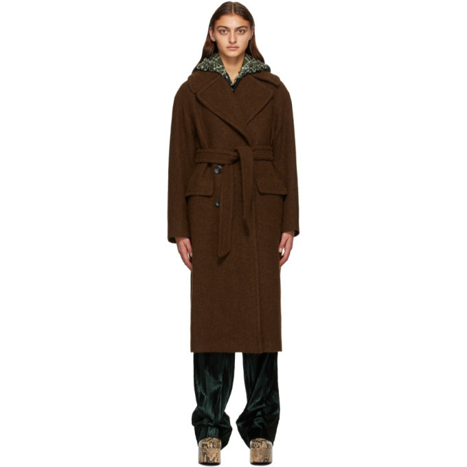 Dries Van Noten Brown Wool Oversized Coat Dries Van Noten