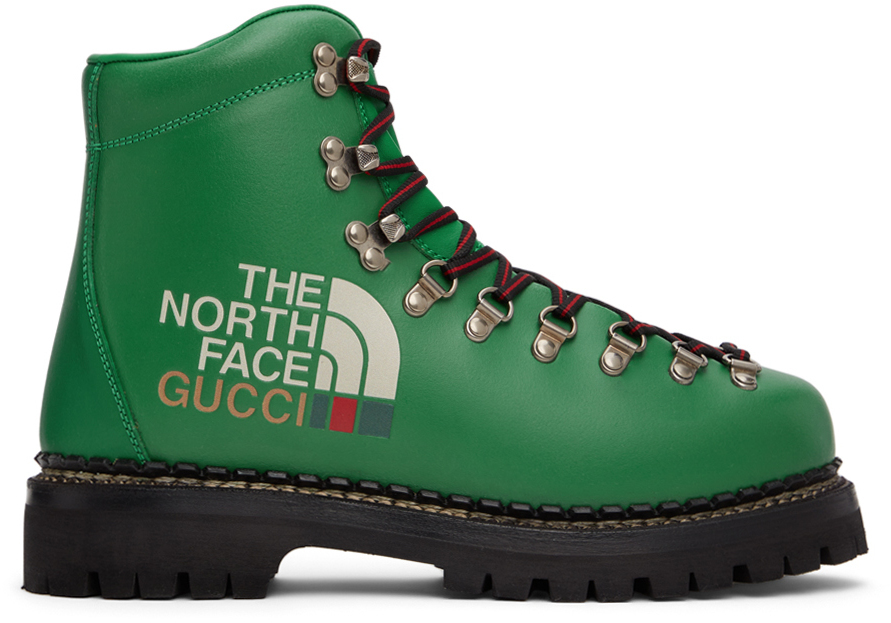 Photo: Gucci Green The North Face Edition Lace-Up Boots