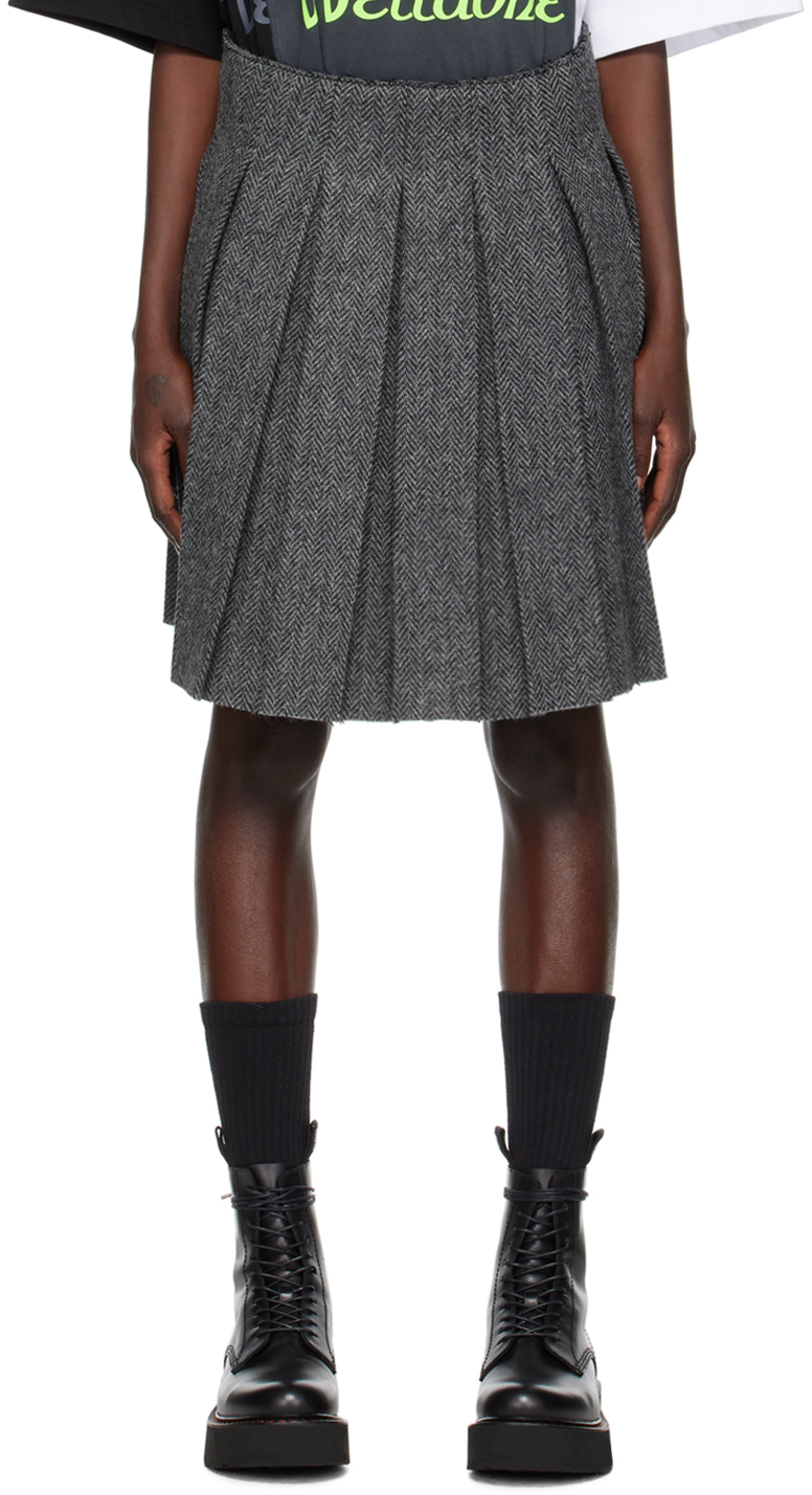 We11done Gray Pleated Midi Skirt We11done