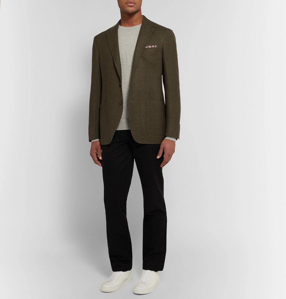 Polo Ralph Lauren - Army-Green Morgan Slim-Fit Houndstooth Wool and  Linen-Blend Blazer - Men - Green Polo Ralph Lauren