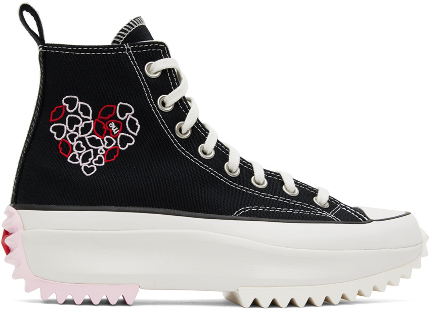 Photo: Converse Black Run Star Hike Embroidered Hearts Sneakers