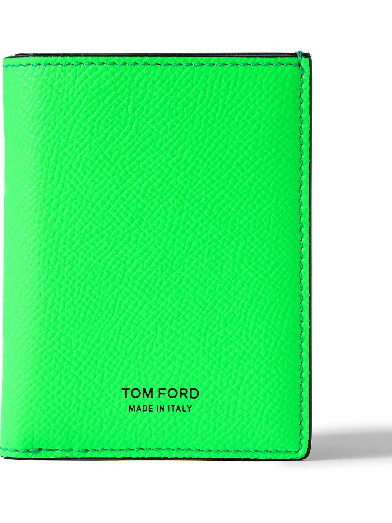 TOM FORD - Neon Full-Grain Leather Bifold Cardholder - Green TOM FORD