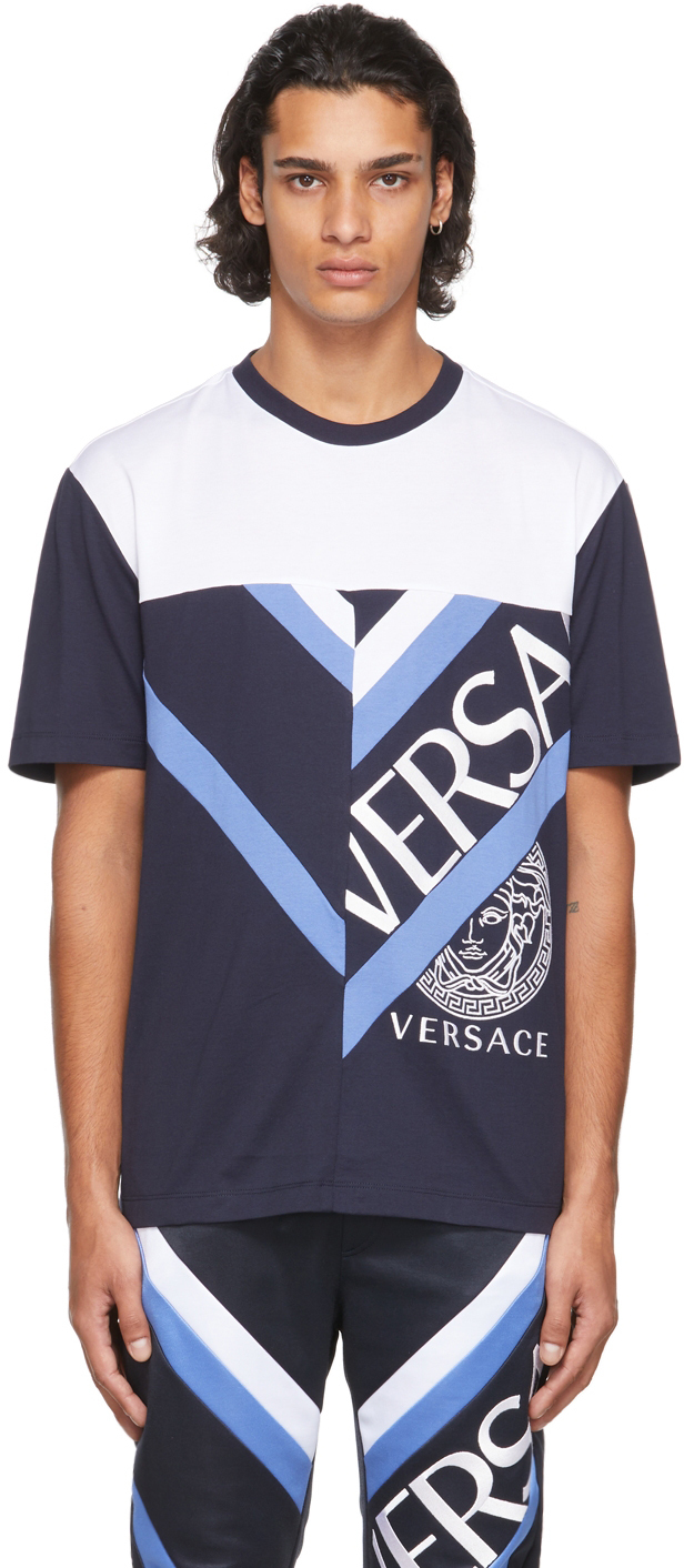 versace blue and white shirt