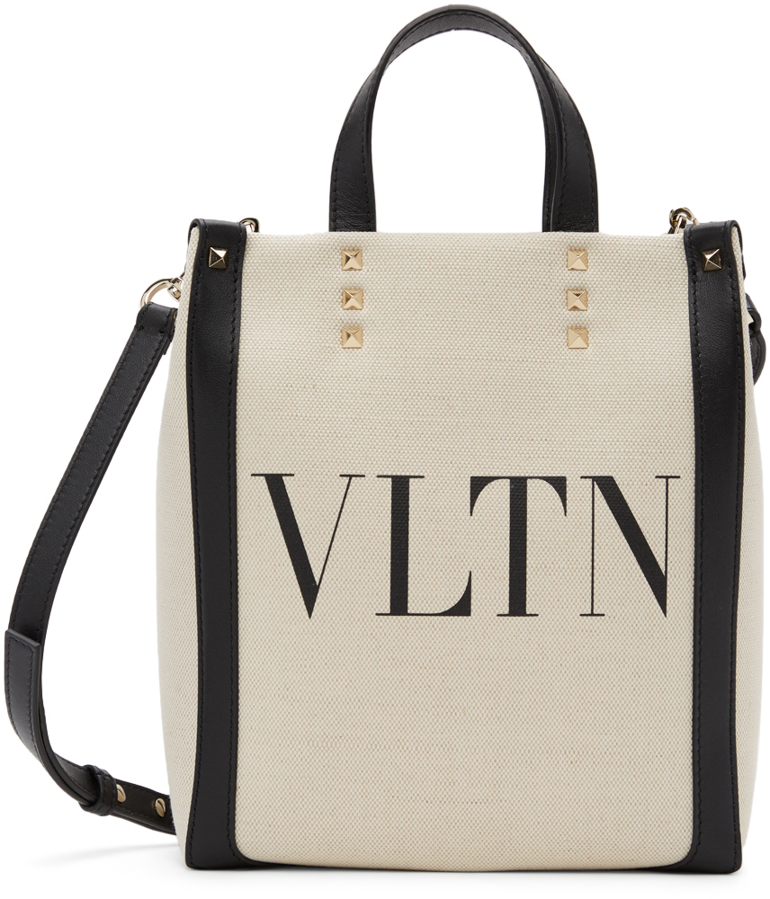 Valentino Garavani Beige Canvas 'VLTN' Tote Valentino Garavani