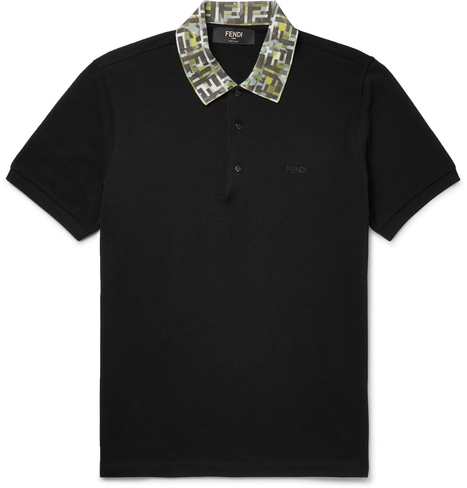 Fendi - Logo-Trimmed Cotton-Piqué Polo Shirt - Black Fendi