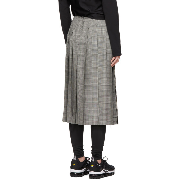 Comme des Garcons Black and White Pleated Side Slit Skirt Comme