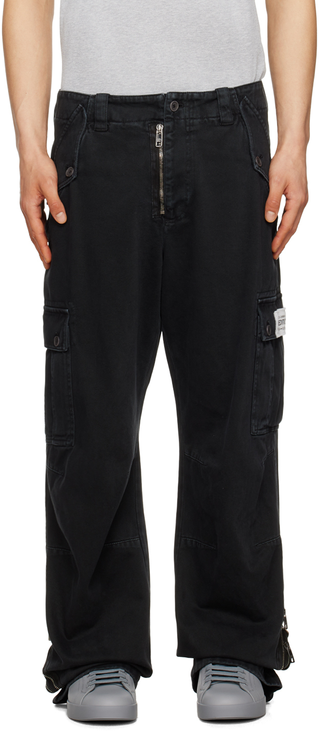 Dolce & Gabbana Black Faded Cargo Pants Dolce & Gabbana
