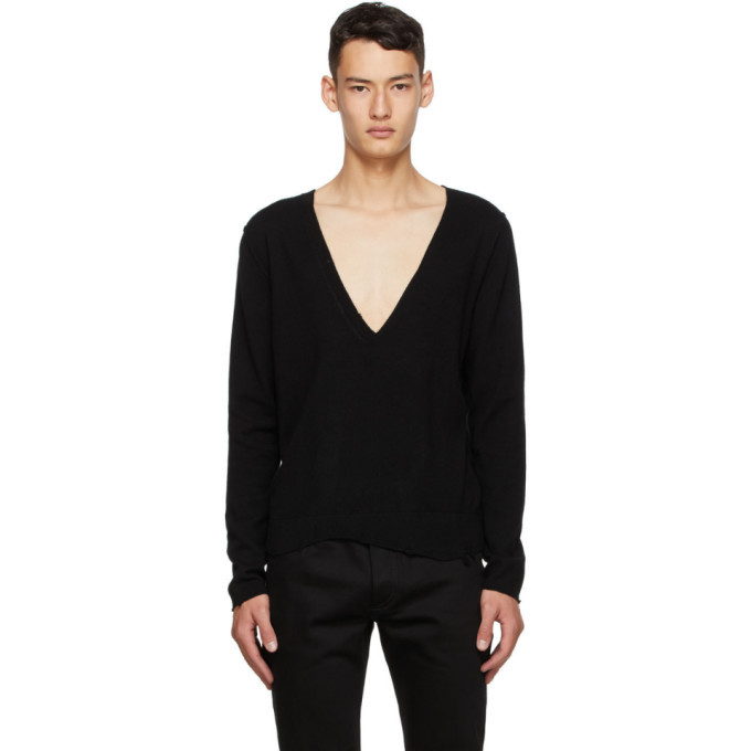 Saint Laurent Black Cashmere Destroyed 