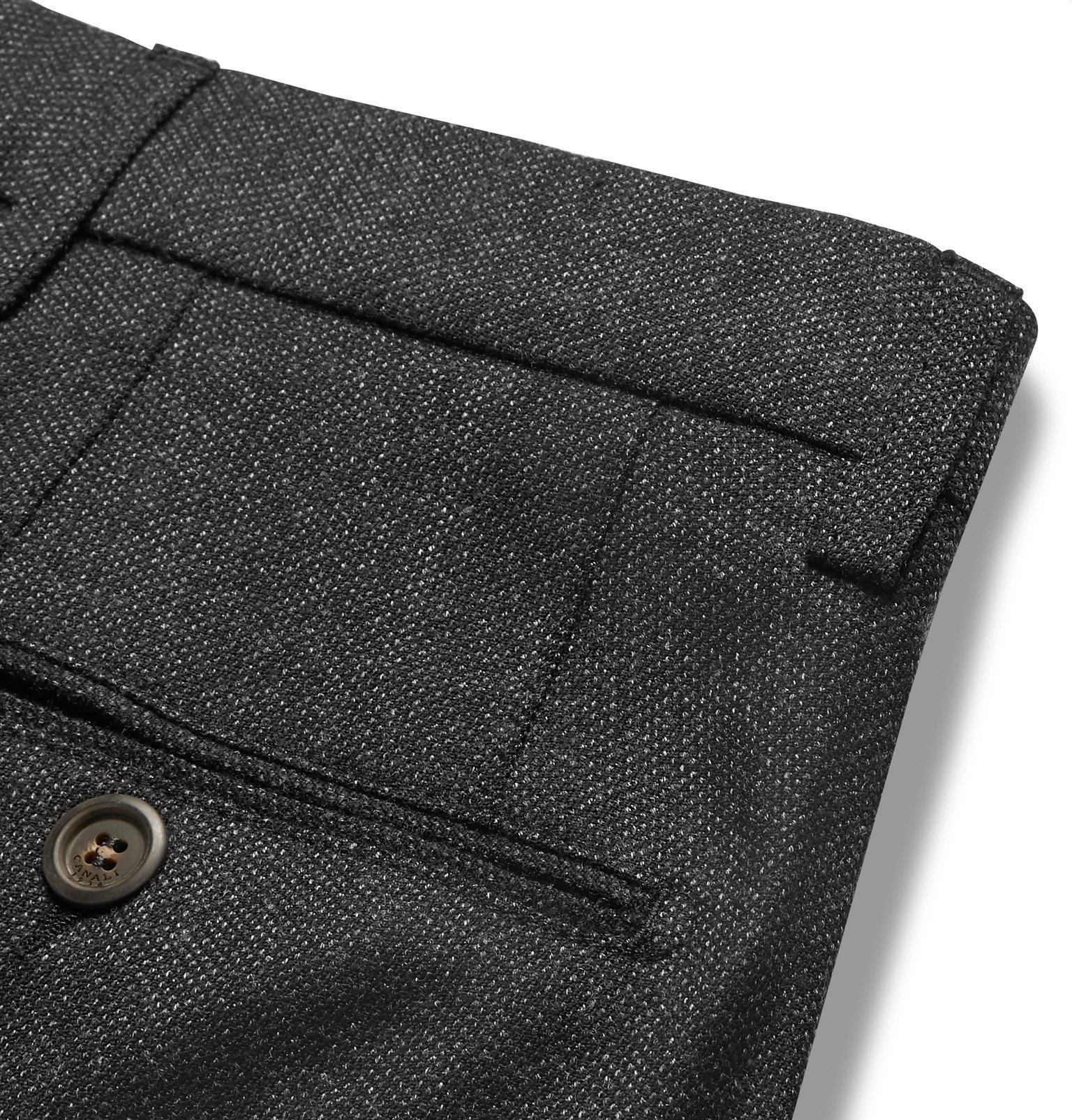 Canali - Charcoal Slim-Fit Mélange Virgin Wool-Flannel Trousers - Gray ...