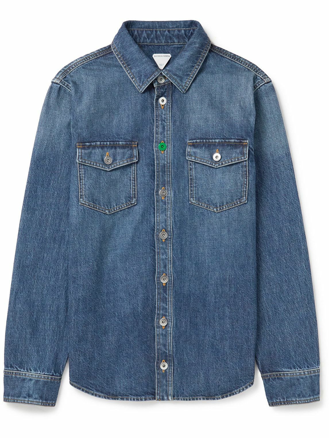 Bottega Veneta Double Flap Pocket Cotton Denim Shirt