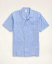 Brooks Brothers Men's Guayabera Poplin Short-Sleeve Shirt Stripe | Blue/White