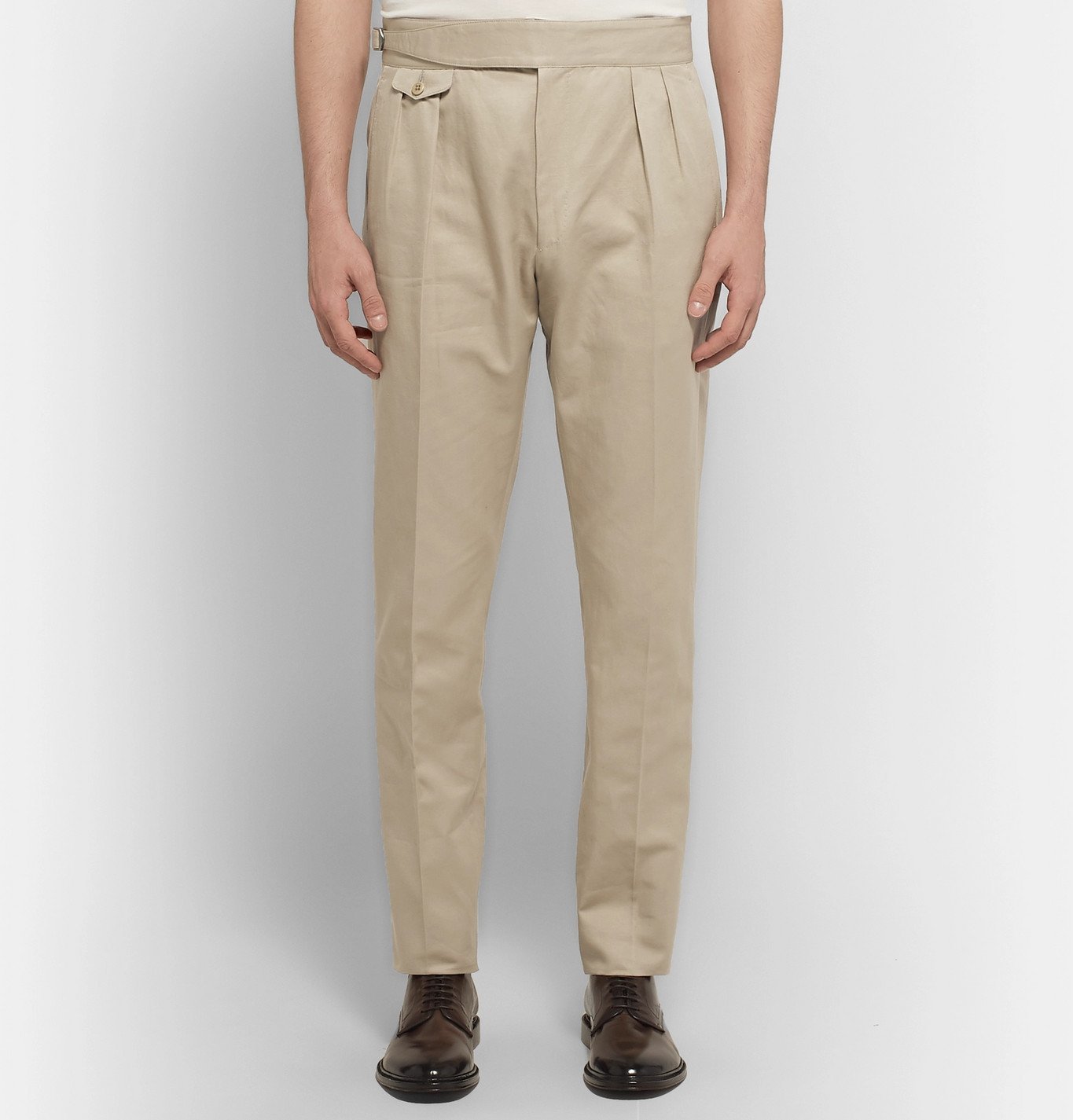 Zanella - Normon Tapered Pleated Cotton and Linen-Blend Trousers ...