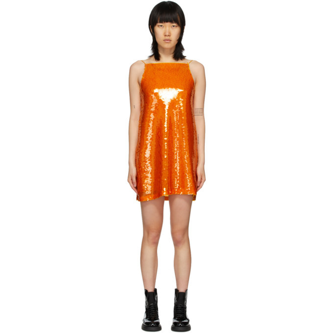 orange sequin mini dress