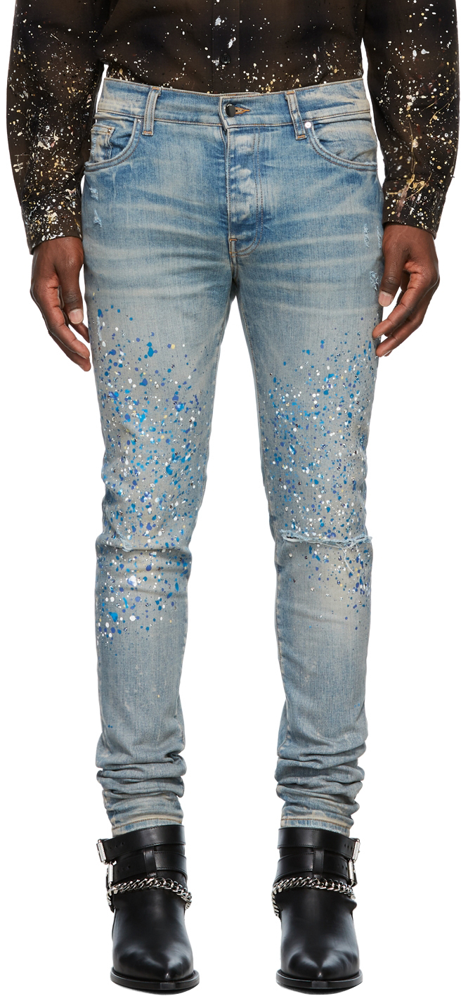 AMIRI Blue Crystal Painter Jeans Amiri