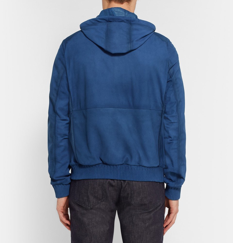 Berluti - Leather Hooded Bomber Jacket - Men - Blue Berluti