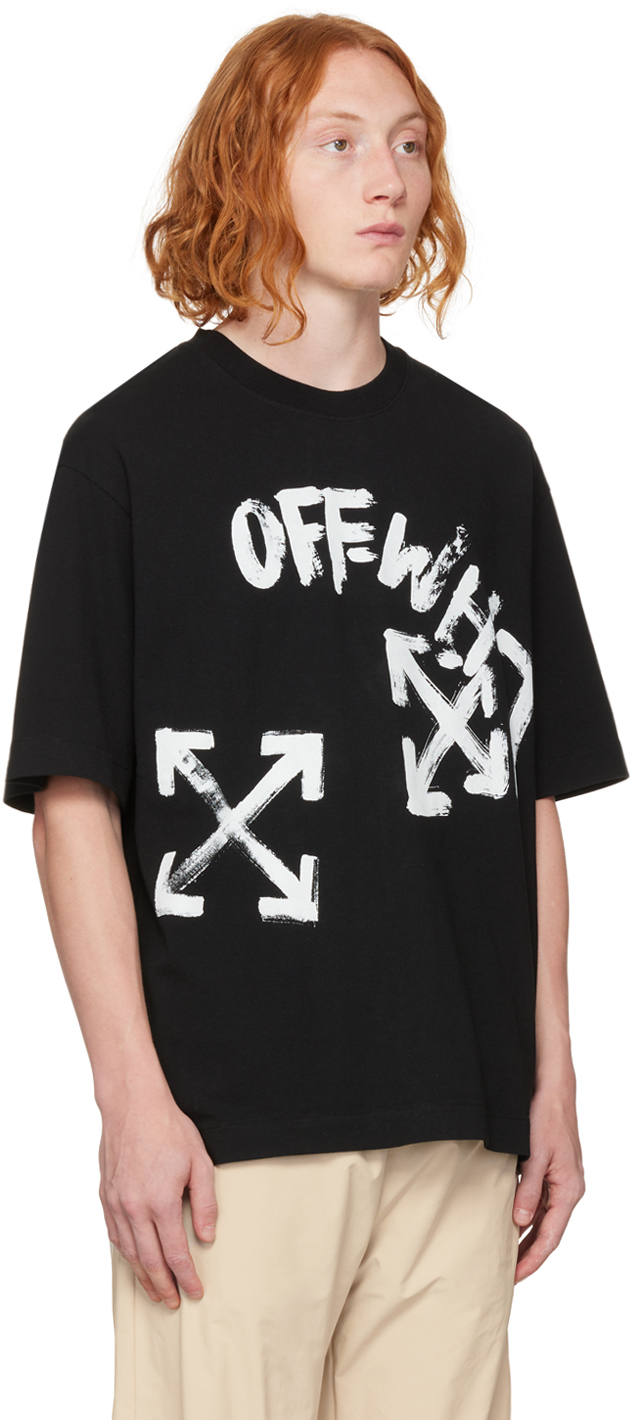 OffWhite Black Paint Script Over Skate TShirt OffWhite