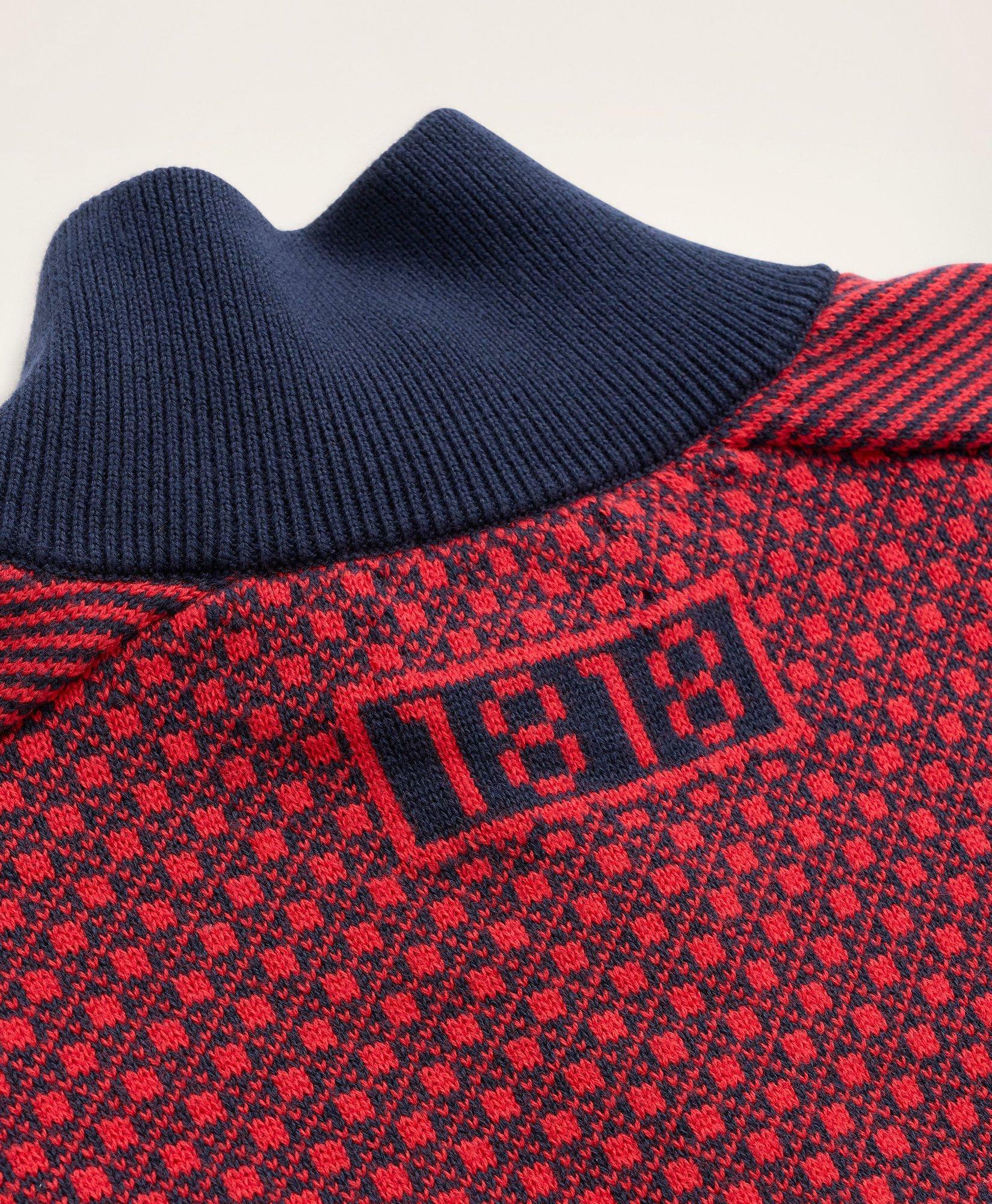 Brooks Brothers Men's Cotton Jacquard 1818 Half-Zip Sweater | Navy/Red