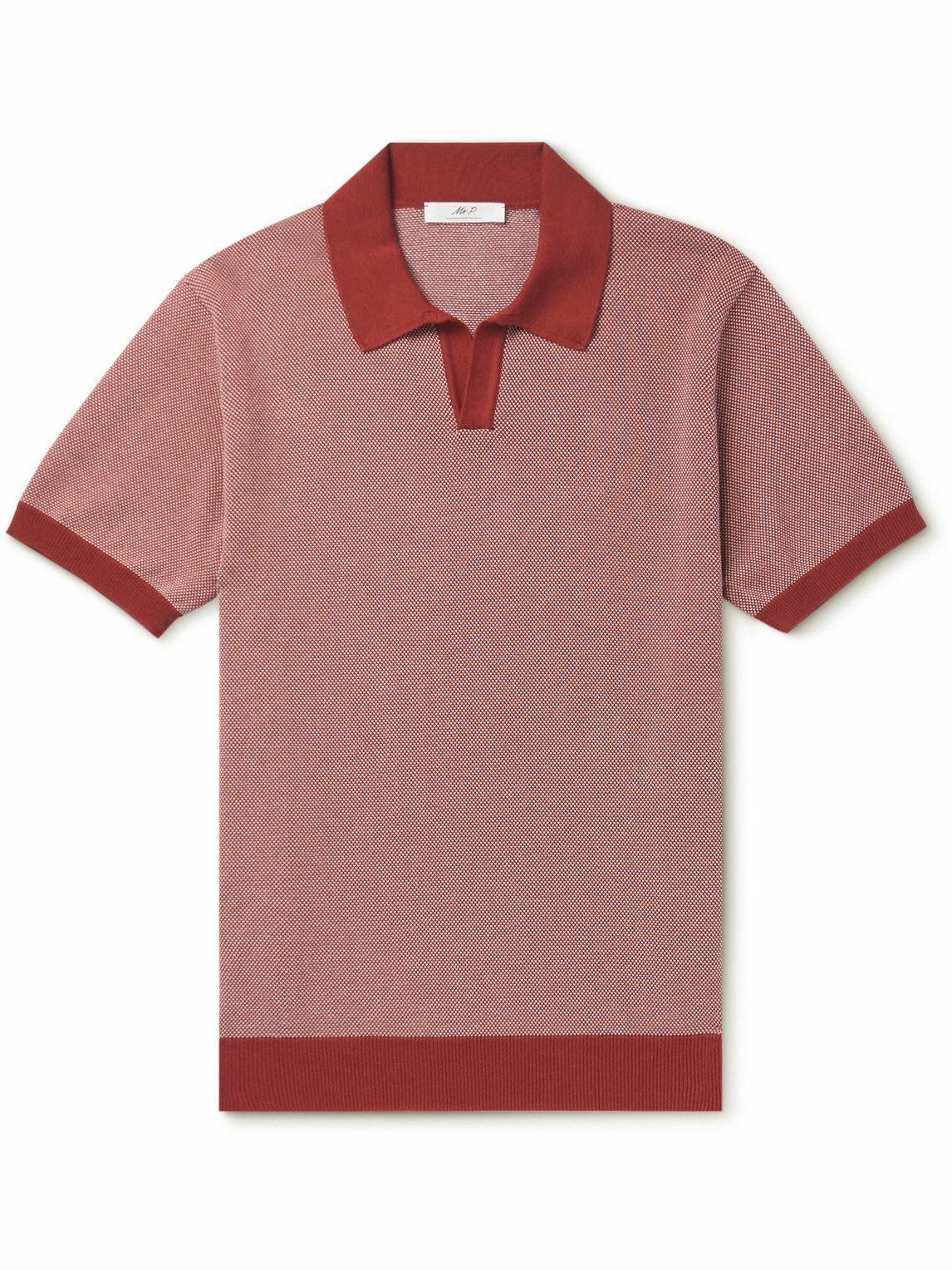 Photo: Mr P. - Honeycomb-Knit Organic Cotton Polo Shirt - Pink