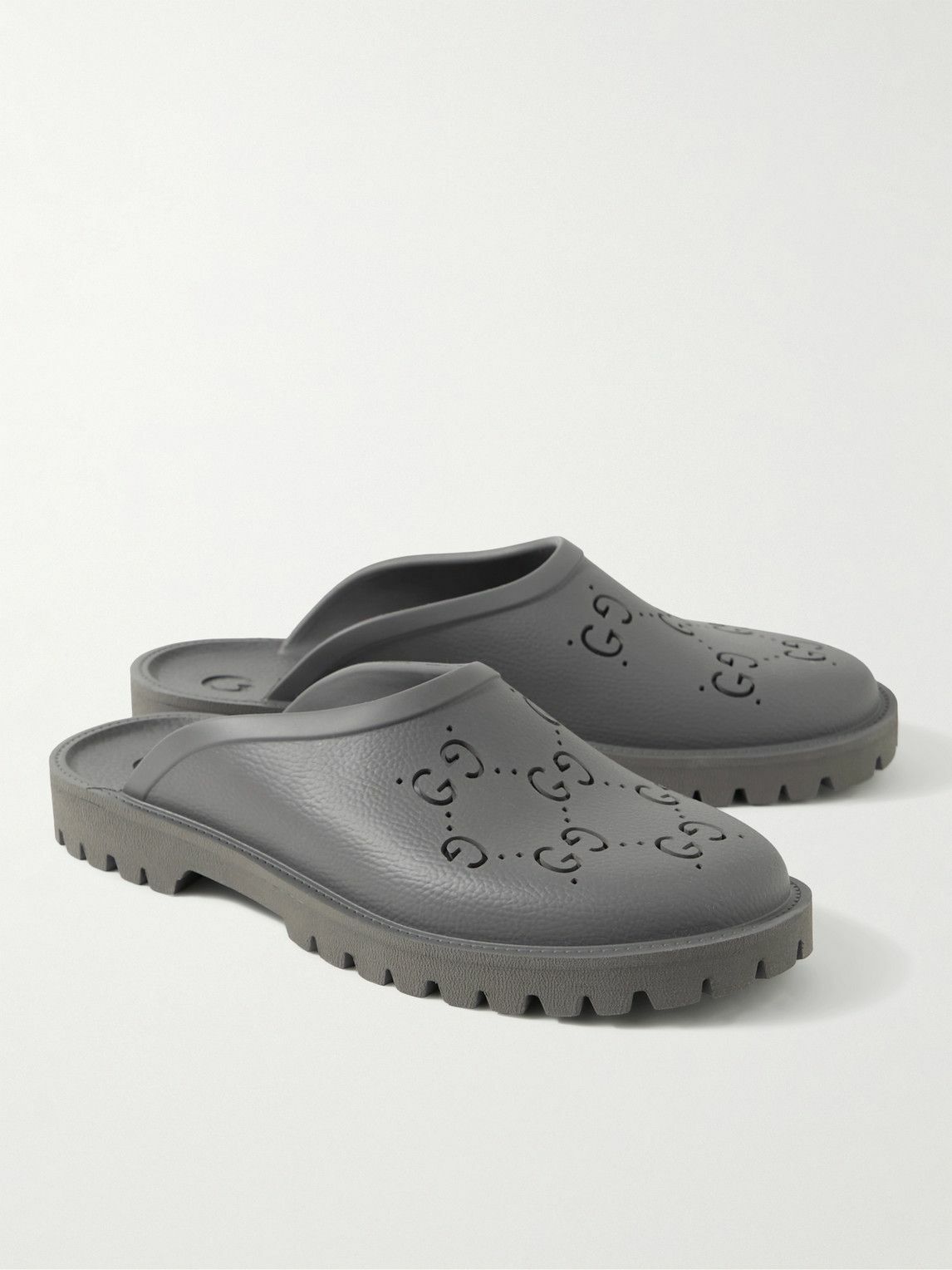 GUCCI Elea LogoPerforated Rubber Clogs Gray Gucci