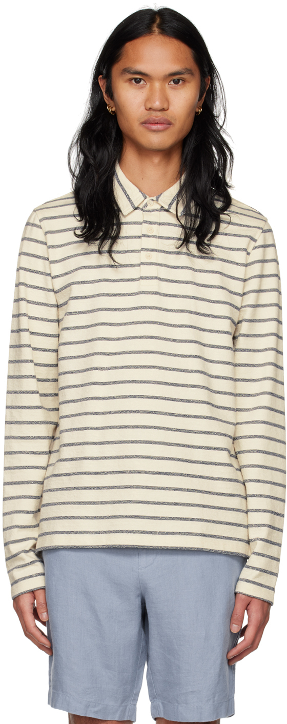 Blue & White Striped Long-sleeve Polo main image 0