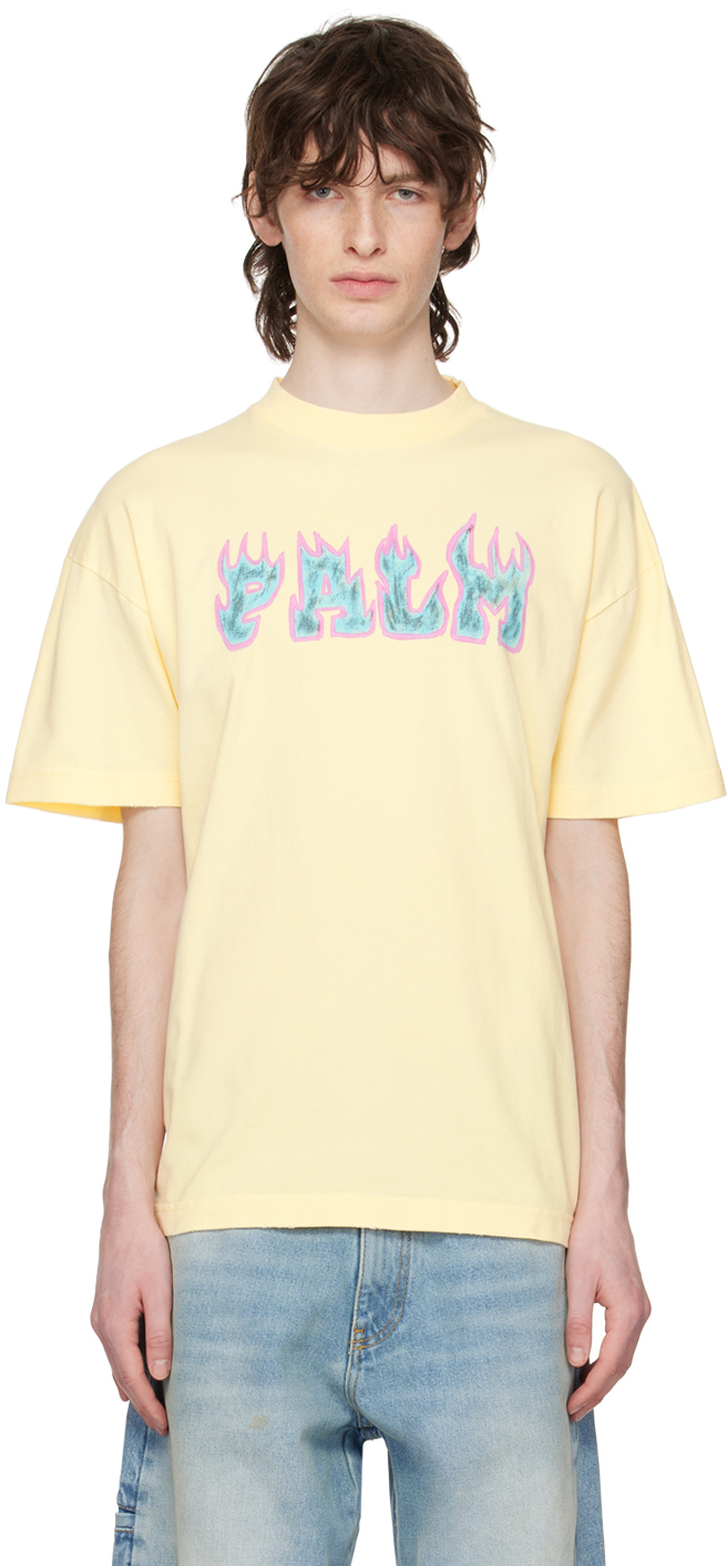 Palm Angels Yellow Flames Vint T-Shirt Palm Angels