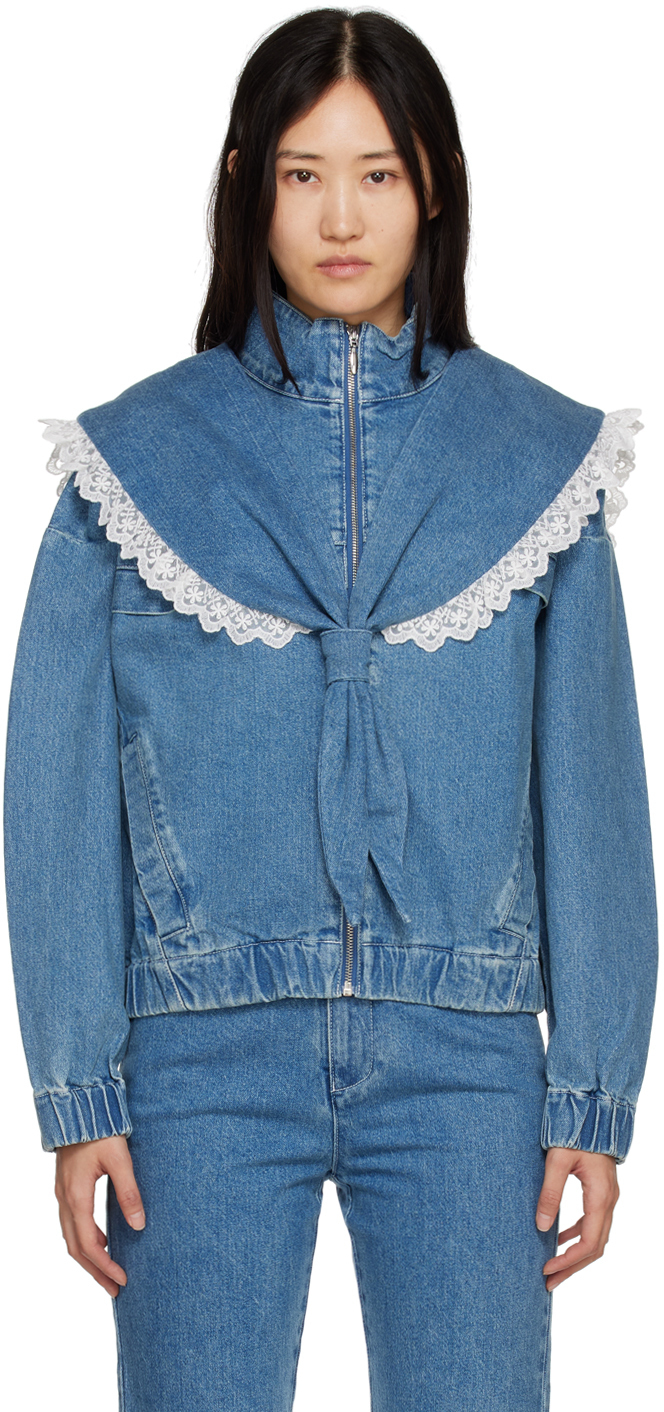 Shushu/Tong SSENSE Exclusive Blue Sailor Collar Denim Jacket Shushu/Tong