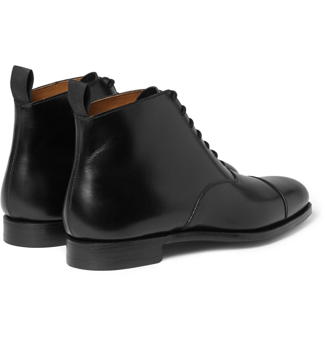 George Cleverley - William Cap-Toe Cotswold Grain Leather Boots - Black ...