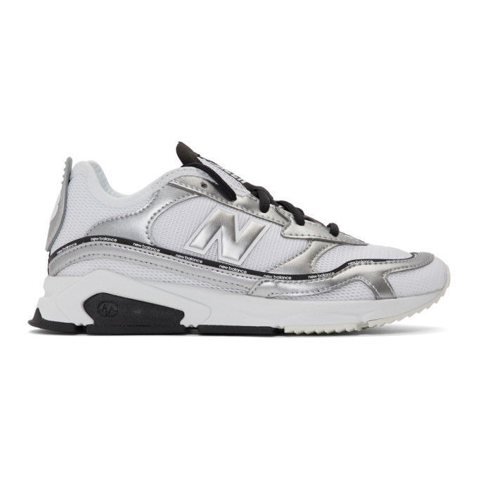New Balance White and Silver X-Racer Sneakers