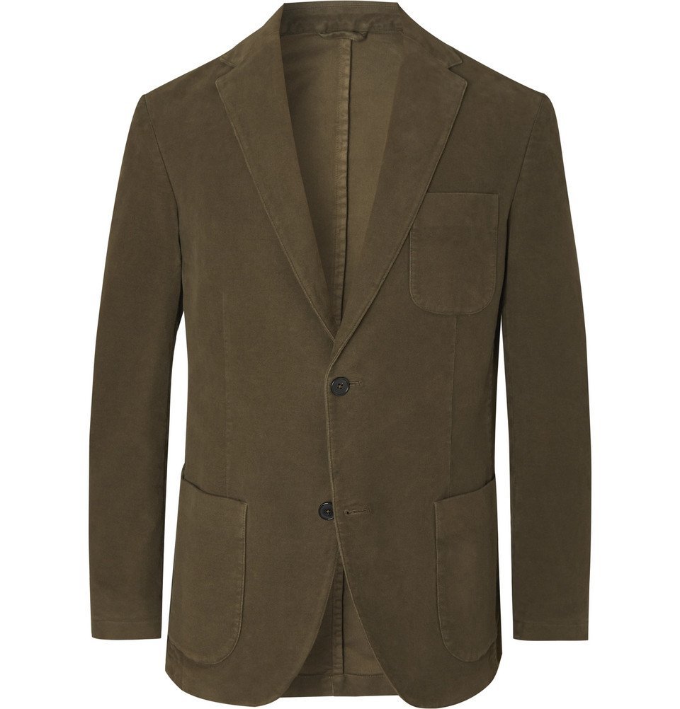 Altea DarkGreen SlimFit CottonBlend Moleskin Suit Jacket Dark green Altea
