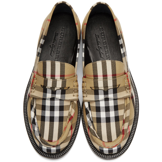 Burberry Beige Check Bedmont Loafers Burberry