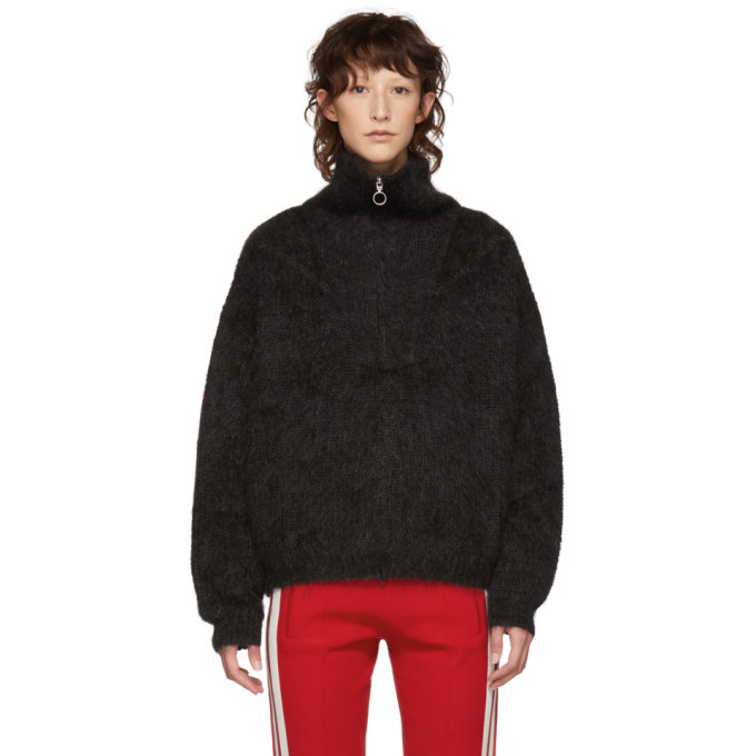 Isabel Marant Etoile Black Mohair Cyclan Zip-Up Sweater