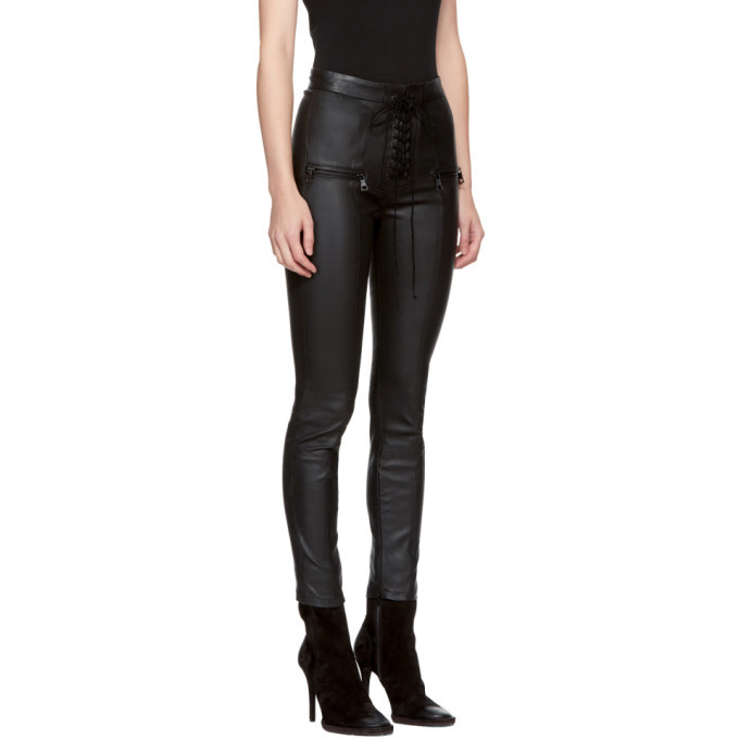 Unravel Black LaceUp Leather Pants Unravel